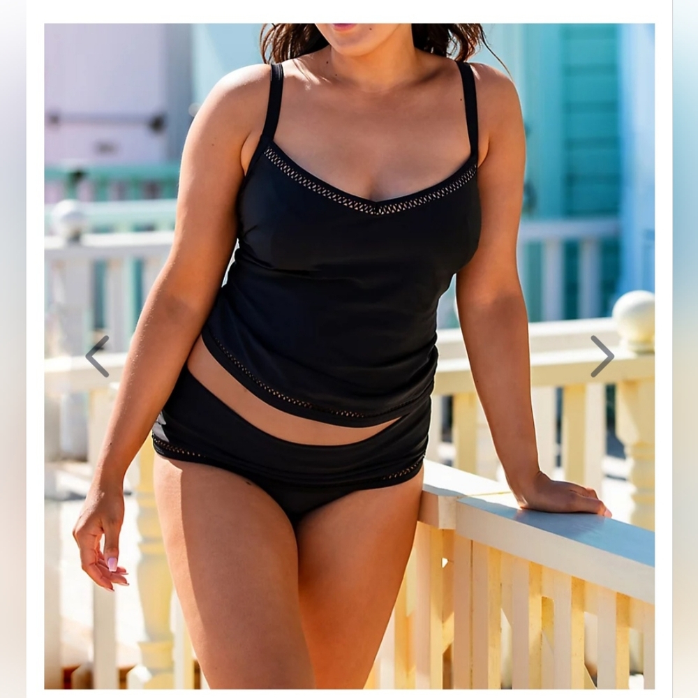 Curvy Kate Underwire Tankini Swim Top, Black, Bra Sized UK 34H/US 34K